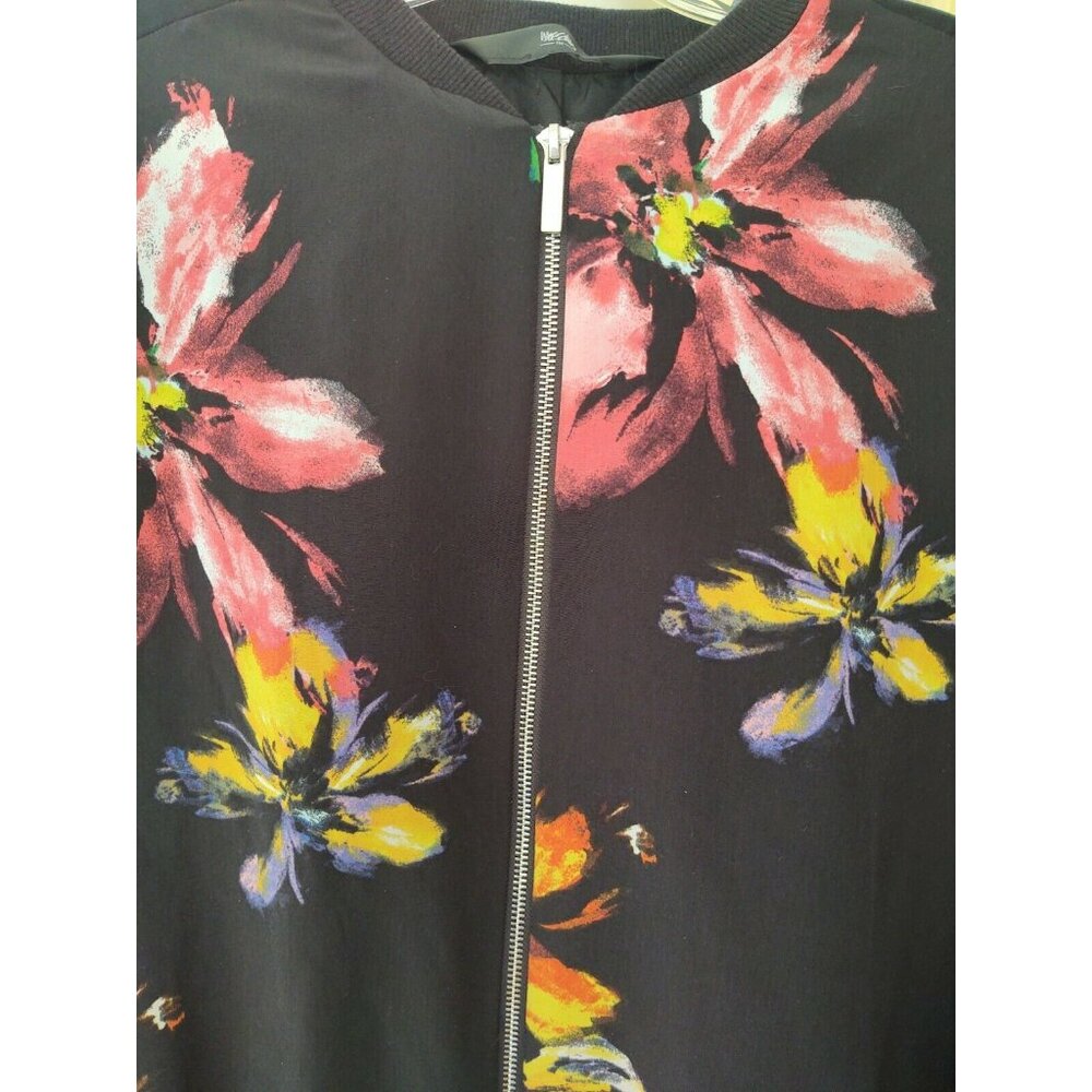 Mossimo Floral Bomber Jacket Women's S Zip Front Lined Bright Flowers - Picture 3 of 5